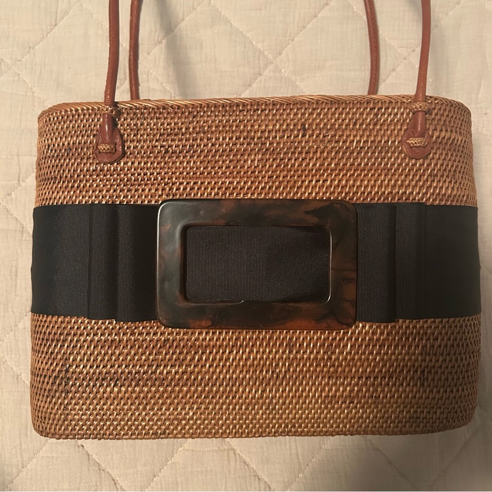Tan and Black Woven Bosom Buddy Bag - Picture 3 of 10